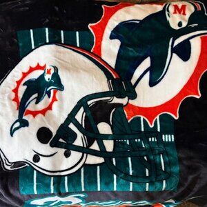 Miami Dolphins Black White Orange Teal 50" x 60" Plush Throw Blanket